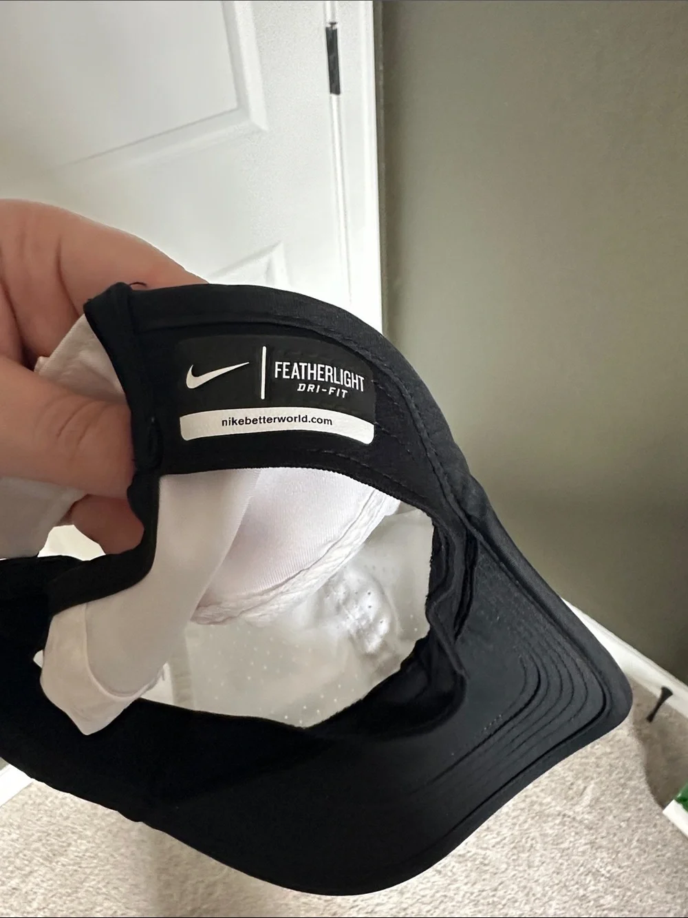 Nike White and Black Swoosh Athletic Cap